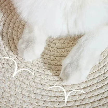 Pet Cat Bed Round Hand Woven Rattan Wear-resistant Cat Bed Summer Cooling Pet Bed Indoor Sleeping House Pet Products Accessories