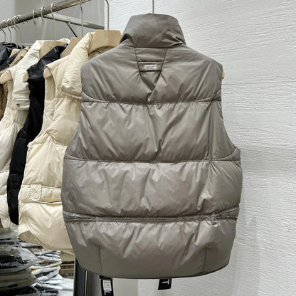 Women Autumn Winter Down Cotton Vest Jacket 2025 New Women Loose Stand Collar Vest Coat Women Short Vest Jacket Cotton Waistcoat