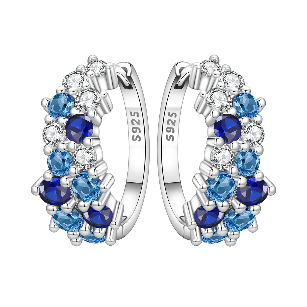 PANPOKI S925 Sterling Silver Purple Zircon Series Earrings Hoop Earrings For Women Jewelry Original Party Trendy Gifts