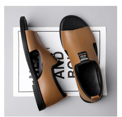 Brand Man Sandals Designer Fashion Leather Casual for Men Summer Comfortable Beach Slippers Outdoor Non-slip Men Sandalias 2026