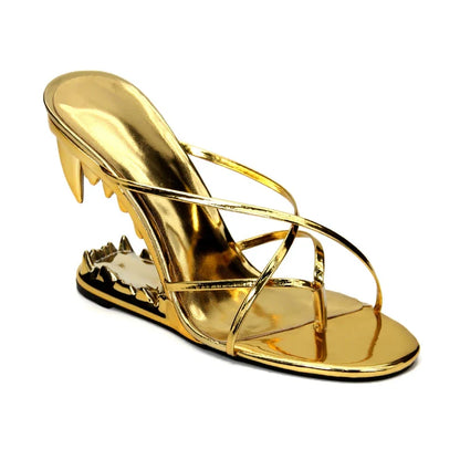 Dilalula Fashion Super High Strange Heel Mules For Women Narrow Band Summer Slippers Sexy Night Club Party Shoes