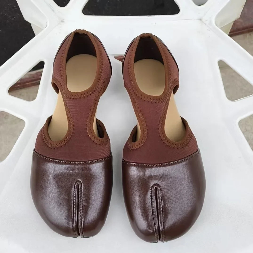 Women Brand Mary Janes Shoes Summer Split Toe Tabi Walking Sneakers Casual Splicing Loafers Designer Ballet Flats Shoes балет