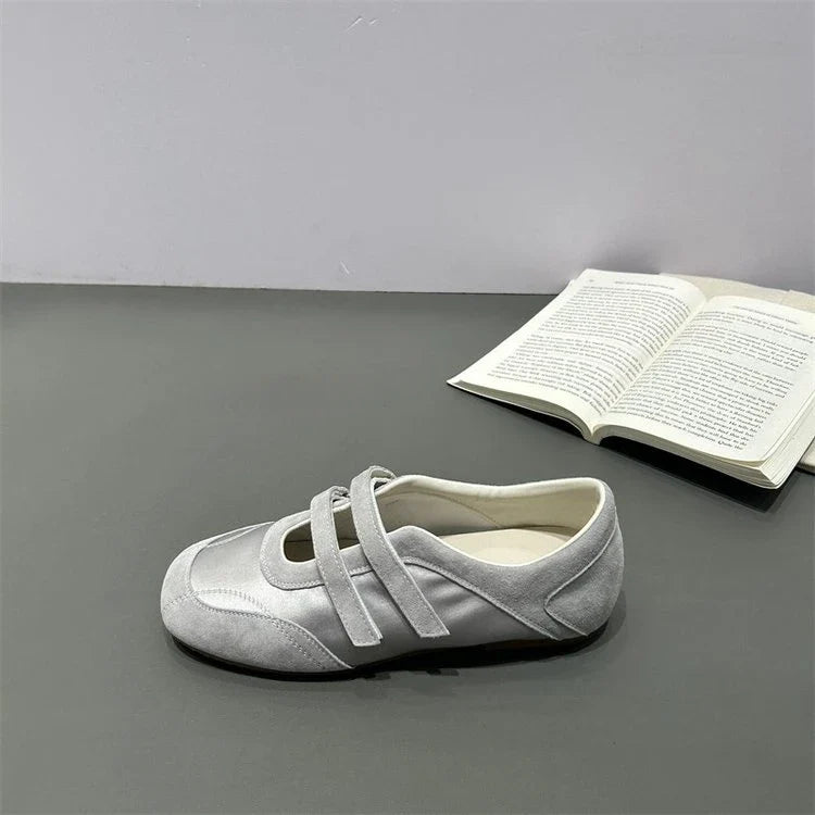 2026 Spring Autumn Women's Mary Janes | French Style Canvas Slip-on Flats | Wide Toe Box Velcro Soft Sole Casual Shoes