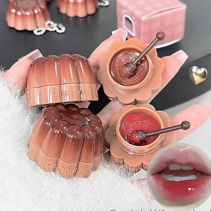 Jelly Solid Water Mirror Lip Gloss Shine Plumping Lip Balm Light Red Brown Natural Lasting Moisturizing Lip Tint Lipstick Makeup