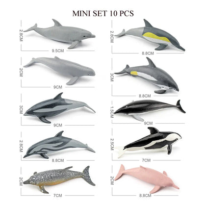 Realistic Mini Ocean Animal Figurines Plastic Marine Sea Creatures Whale Shark Dolphin Turtle Penguin Model Playset Gift for Kid