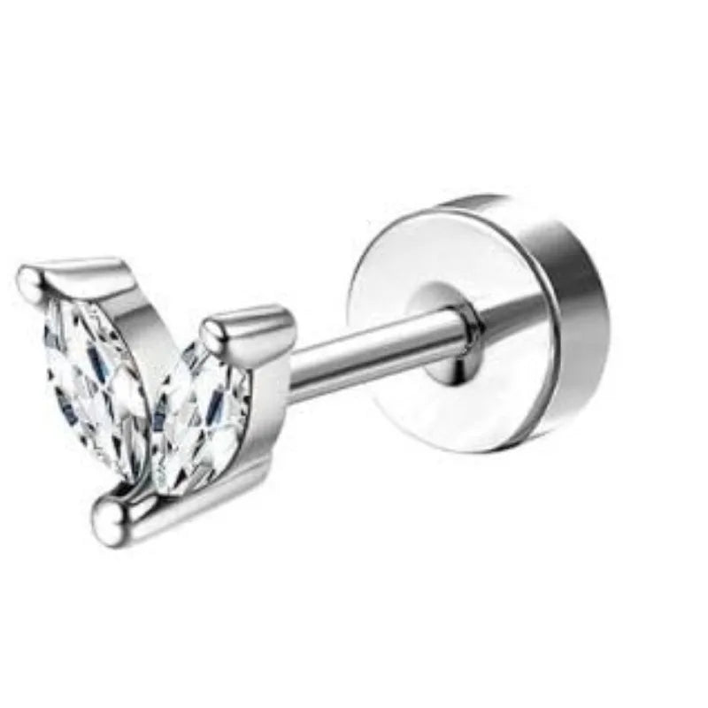 Bobisty 1pc Earrings for Sensitive Ears Surgical Stainless Steel Earrings for Women Dainty Flat Back Earring Stud Hoop Cartilage