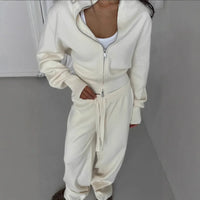 Women Cotton Knitted Cardigan Wide Leg Pants Suit Autumn and Winter Lady  Fashion Loose Daily Office Jacket Straight Pants 2Pcs