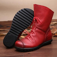 Genuine Leather Plush women's short Boots Retro Casual Autumn Winter Women Boots Waterproof warm Snow boots Plus Size 42
