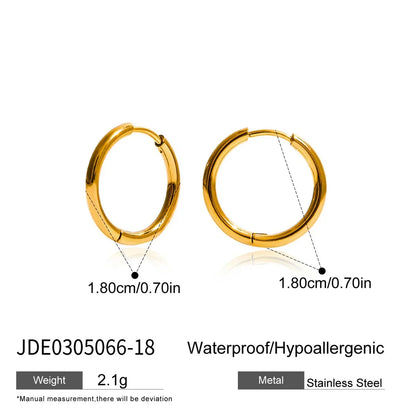 Uworld Simple Classic 18K Gold Color Plated Stainless Steel 2MM Coil Earrings Women's Accessories Party Gift