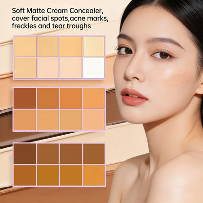 Soft Matte Cream Concealer High Coverage Cover Facial Spots, Acne Scars, Freckles and Tear Troughs Long Lasting Makeup Cosmetics