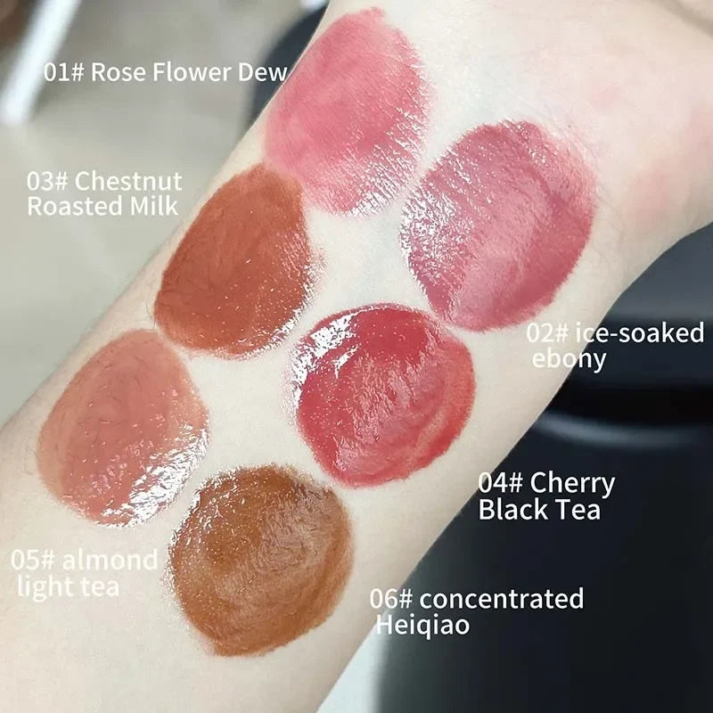 Jelly Solid Water Mirror Lip Gloss Shine Plumping Lip Balm Light Red Brown Natural Lasting Moisturizing Lip Tint Lipstick Makeup