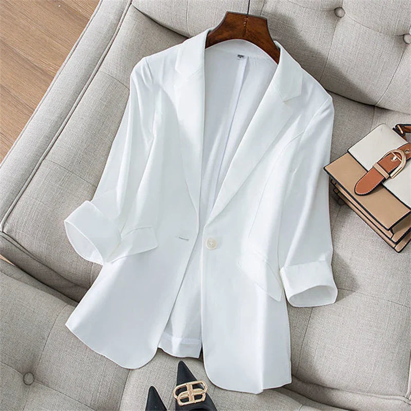 2026 Spring Summer New Temperament Versatile Large Size Women's Small Blazer Coat Loose Elegant FemaleThin  Blazer Jacket 4XL