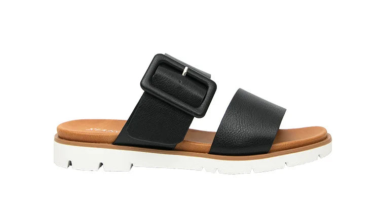 Adjustable Square Buckle Women Slide Sandals Two Strap Platform Slippers Low Heel Soft Sole Summer Open Toe Walking Casual Shoes