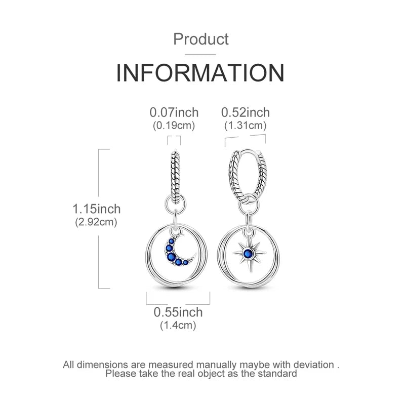 925 Sterling Silver Hoop Earring For Woman Night Sky Blue Purple Gemstone Original Earrings Fashion Jewelry Gift