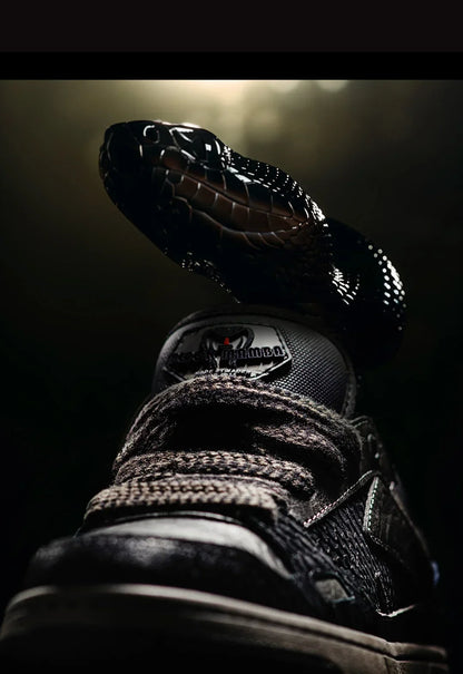 Maden Casual Snake Year Black Mamba Men's Sneakers Low-Top Flat Sole Versatile Black Shoes for Spring Autumn Skateboarding Shoes