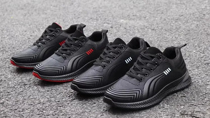 Waterproof Men's Sneakers Casual Running Shoes Soft Bottom Black Leather Sports Shoes