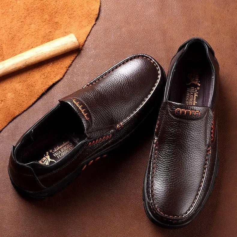 Autumn Genuine Leather Men's Casual Business Leather Shoes Lightweight Breathable Anti Slip Casual Leather Shoes Men Shoes