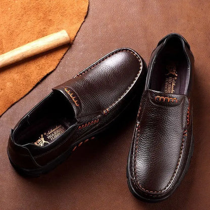 Autumn Genuine Leather Men's Casual Business Leather Shoes Lightweight Breathable Anti Slip Casual Leather Shoes Men Shoes