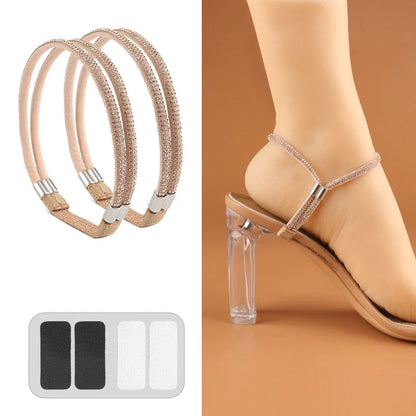 Rhinestone High Heels Shoes Band Anti-loose for Women Shoelaces Anti-drop Elastic Fixed Heel Laces shoe accessories