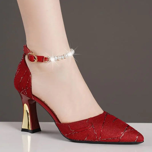 Women High Quality Crystal Suede Stiletto Heels Fashionable and Sexy High Heels Are Suitable for Banquets Parties Workplace Shoe
