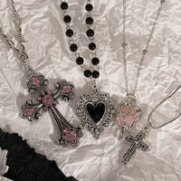Y2K Sweet Cool Girl Personalized Creative Cross Love Pendant Necklace, Suitable for Daily Wearing