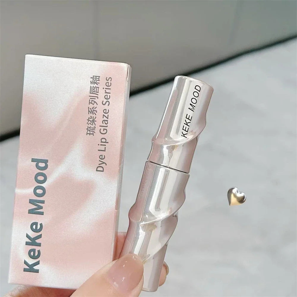 Crystal Nude Gray Glossy Lip Stain Mirror Korean Lip Glaze Sheer Nude Glitter Lip Tint Watery Shine Plumping Lipgloss Cosmetics