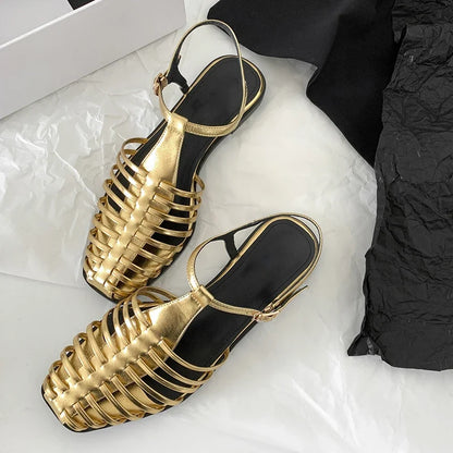JOZHAMTA Size 34-43 Women Flats Sandals  Fashion Summer Shoes Real Leather Casual Sexy Round Toe Party Daily Dress Sandals