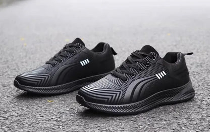 Waterproof Men's Sneakers Casual Running Shoes Soft Bottom Black Leather Sports Shoes