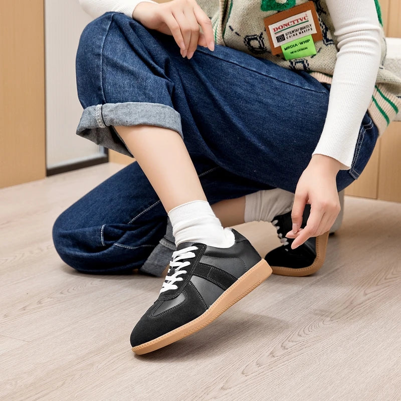 AIYUQI Women's Sneakers 2026 New Genuine Leather Ladies Moral Training Shoes Casual Spring Flat Shoes Women