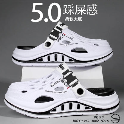 2026 New Men's Holes oes Summer Thi Bot Anti-Slip Driving Beach Slippers Spor Casual EVA Injection Moulding Footwear