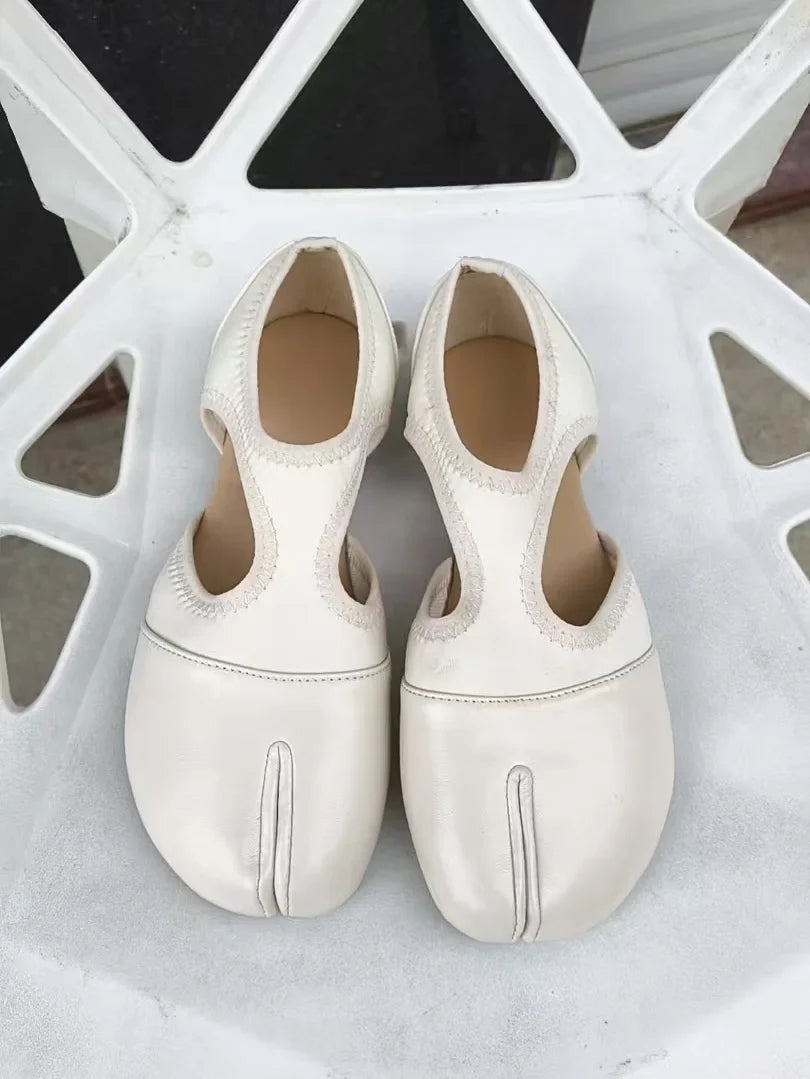 Women Brand Mary Janes Shoes Summer Split Toe Tabi Walking Sneakers Casual Splicing Loafers Designer Ballet Flats Shoes балет