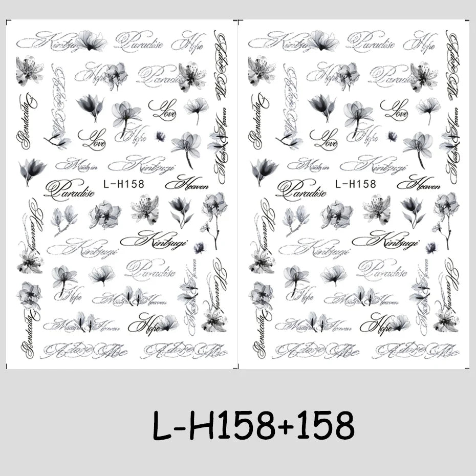 2/3 pcs Punk Style English Letters Nail Stickers Gothic Artistic Lettering Nail Charms Y2K Metallic Retro Letters Nail Decor