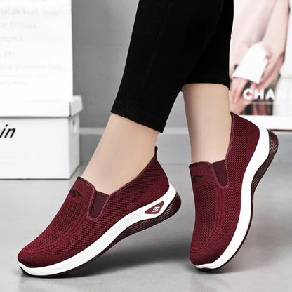 Women's Shoes Spring and Autumn New Mesh Breathable Casual Shoes Outdoor Lightweight Non-slip Wedge Heel Thick-soled Sneakers