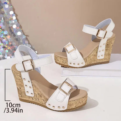 Vintage Platform Wedge Heel Ankle Strap Sandals Women Summer 2026 Thick Bottom Super High Heel Sandals Woman's Designer Shoes