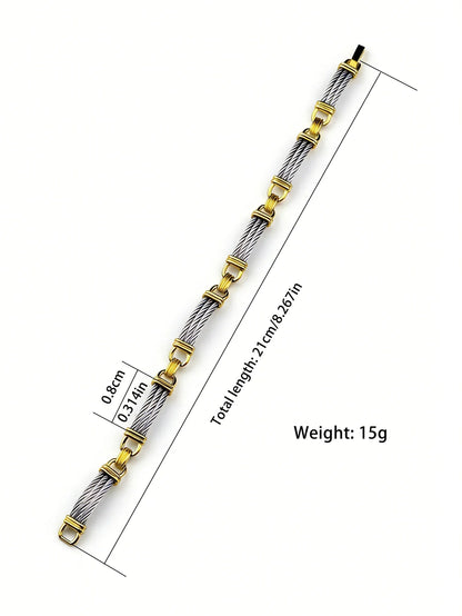 Unisex Stainless Steel Cable Bracelet: Designer-Inspired Twisted Cable, Classic and Elegant, with a Stainless Steel Clasp