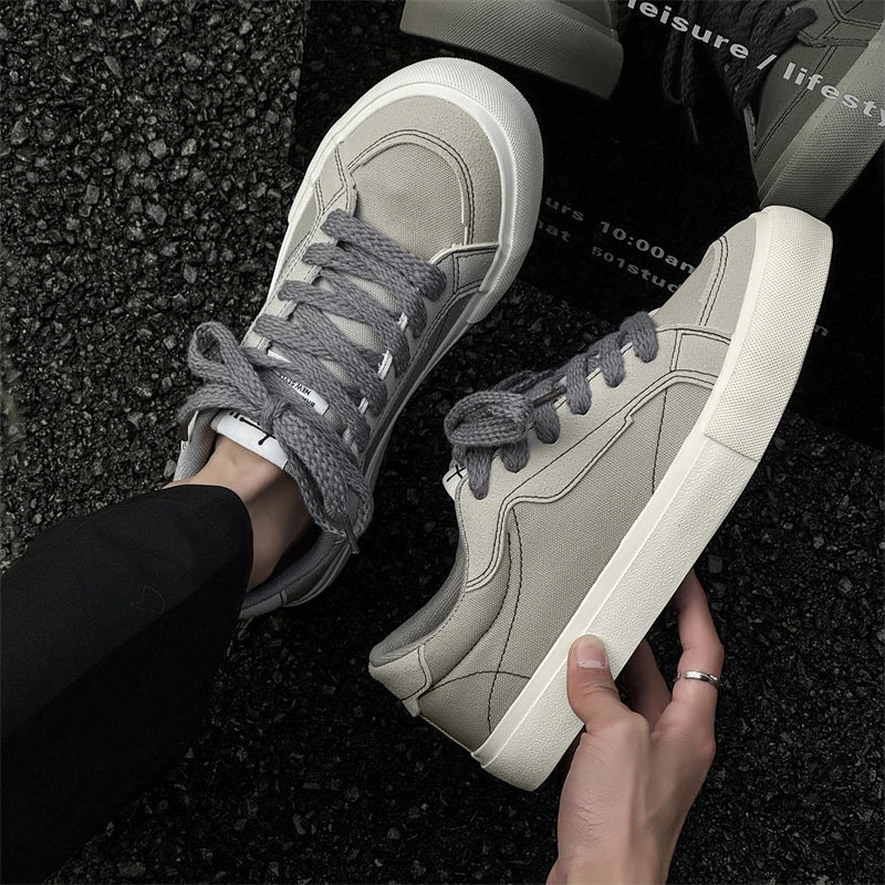 Mens Cowboy canvas Shoes Breathable Trend Mens board Shoes Thick Sole Trend Comfortable student Skateboard Trainers Footwear