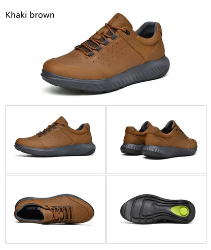 Men Shoes Autumn Winter Sports Casual Genuine Leather Soft Soled Outdoor Hiking Shoes Lightweight Breathable Non Slip Shoes Men
