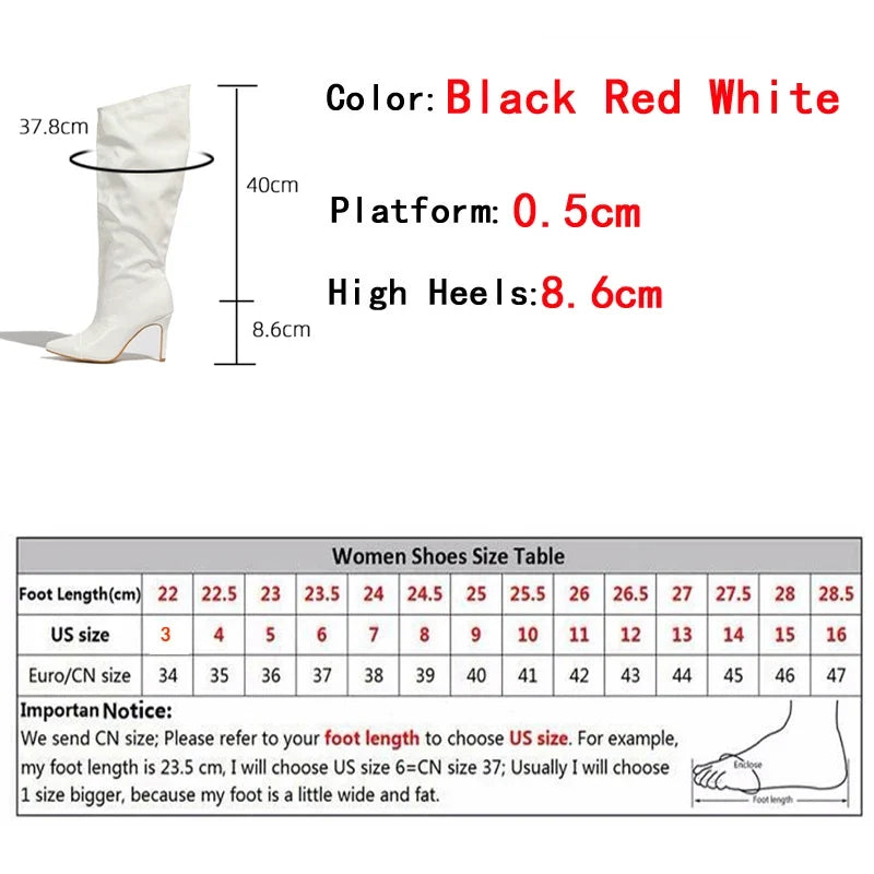 Liyke Fashion Runway Pleated Patent Leather Boots Female Pointed Toe Stiletto Heels Pumps Autumn Winter Knee High Shoes Women