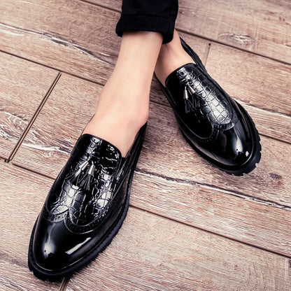 Men Loafers PU Splicing Tassel Decoration Low Heel Comfortable Classic Daily Business Men Shoes