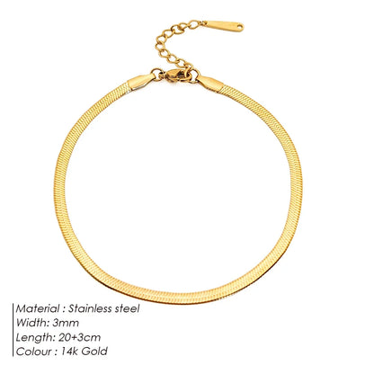 EMANCO 4MM Snake Chain Anklet Womens Beach Chain Stainless Steel Anklet Gift Drop/Wholesale Factory Direct Sales