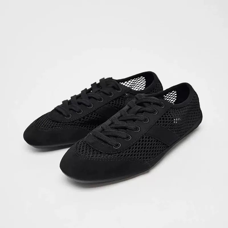 AIYUQI 2026 Women's Flat Sneakers Anti-slip Lace-up Breathable Women Sandals Plus Size Mesh Fabric German Training Shoes Female