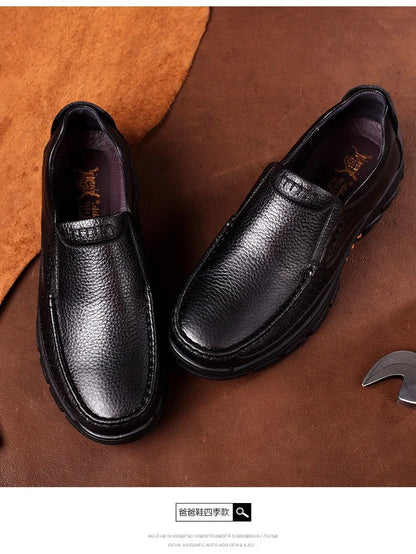 Autumn Genuine Leather Men's Casual Business Leather Shoes Lightweight Breathable Anti Slip Casual Leather Shoes Men Shoes