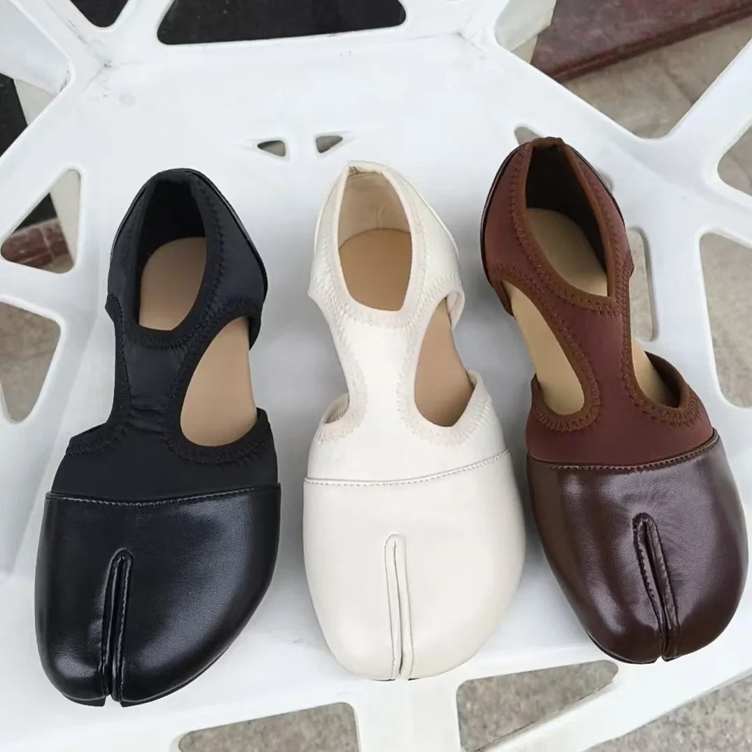 Women Brand Mary Janes Shoes Summer Split Toe Tabi Walking Sneakers Casual Splicing Loafers Designer Ballet Flats Shoes балет
