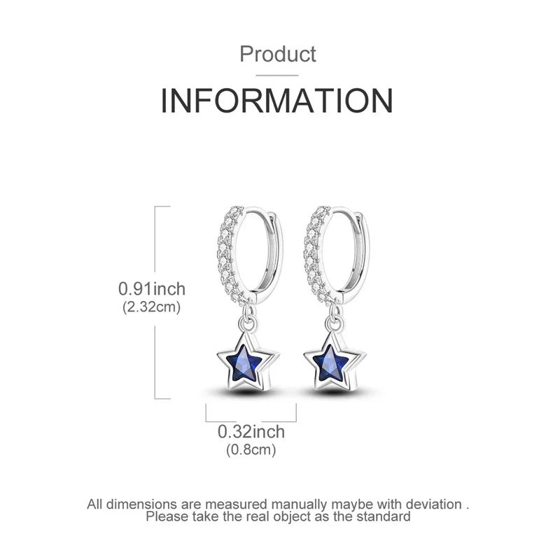 925 Sterling Silver Hoop Earring For Woman Night Sky Blue Purple Gemstone Original Earrings Fashion Jewelry Gift