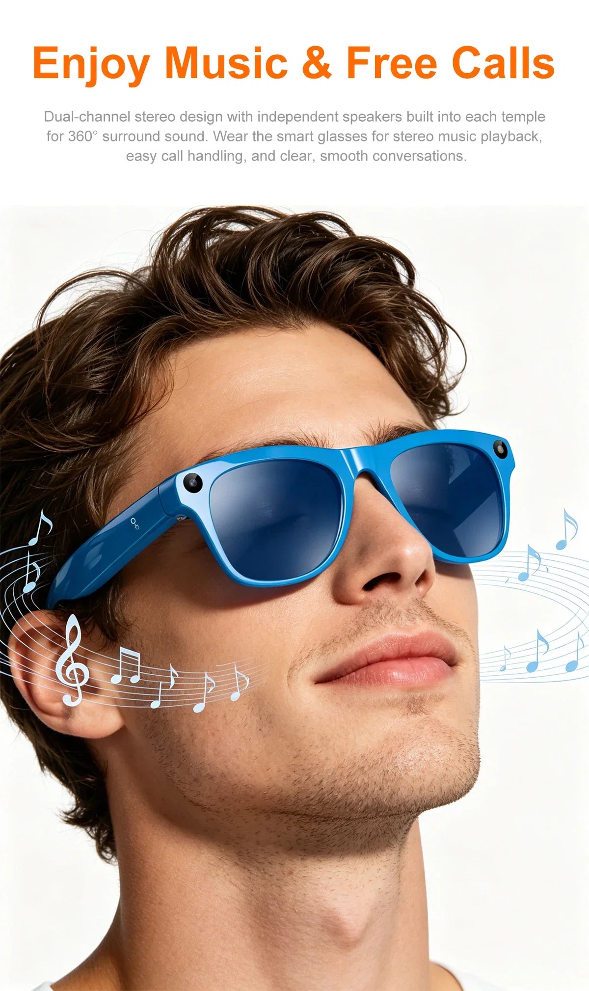 Lenovo Upgrade Smart AI Glasses 800W HD 8K Shooting Camera Photo Video Voice Call Translation Bluetooth AI Motorcycle Glasses