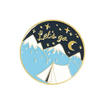 Scenic Snow Mountain Pine Tree Pattern Enamel Pin Social Power Brooch Custom Bag Lapel Shirt Badge Fun Cartoon Jewelry Gift for