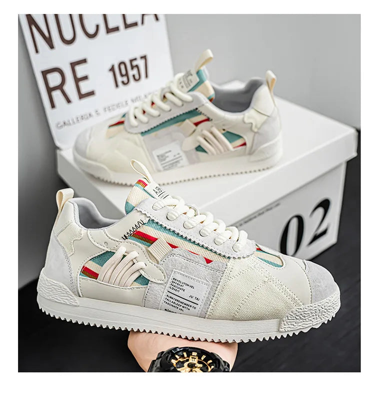 Large Size Men's White Sneakers Autumn Comfortable Non Slip Running Shoes Luxury Soft Sole Fashion Lace Up Outdoor Casual Shoes