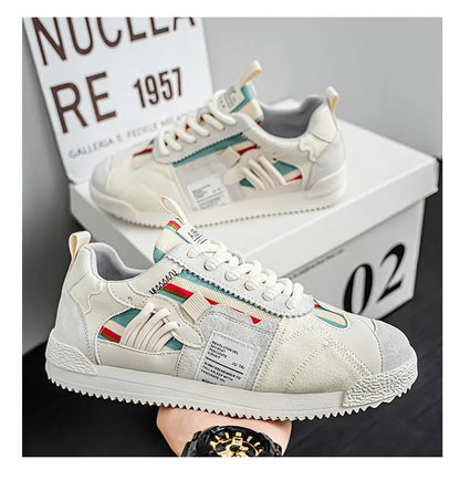 Large Size Men's White Sneakers Autumn Comfortable Non Slip Running Shoes Luxury Soft Sole Fashion Lace Up Outdoor Casual Shoes