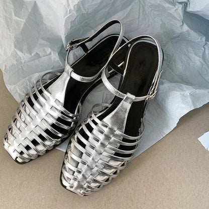 JOZHAMTA Size 34-43 Women Flats Sandals  Fashion Summer Shoes Real Leather Casual Sexy Round Toe Party Daily Dress Sandals