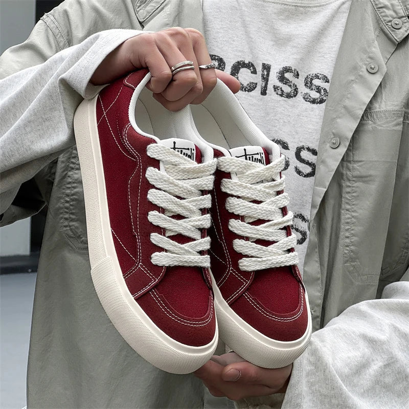 Mens Cowboy canvas Shoes Breathable Trend Mens board Shoes Thick Sole Trend Comfortable student Skateboard Trainers Footwear